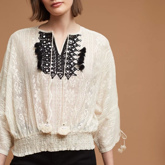 Anthropologie VINEET BAHL Ivory Iona Boho Lace Top - size XS - Picture 2 of 7
